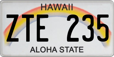 HI license plate ZTE235