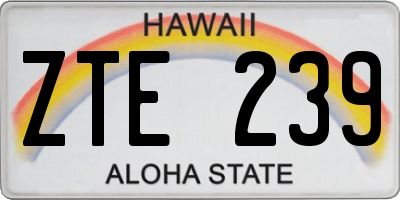 HI license plate ZTE239