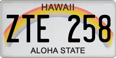 HI license plate ZTE258