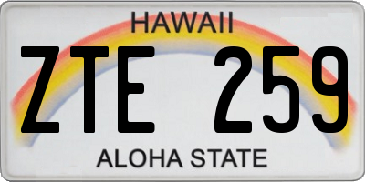 HI license plate ZTE259