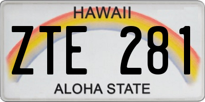 HI license plate ZTE281