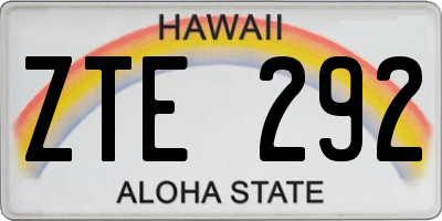 HI license plate ZTE292