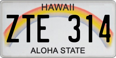 HI license plate ZTE314