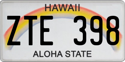 HI license plate ZTE398