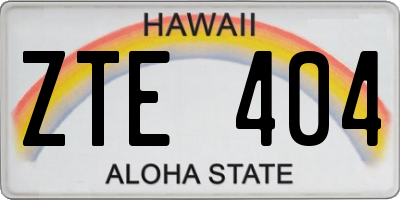 HI license plate ZTE404