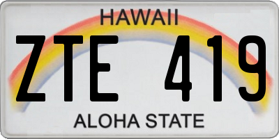 HI license plate ZTE419