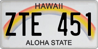 HI license plate ZTE451