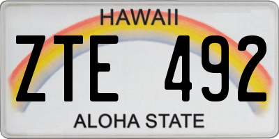 HI license plate ZTE492