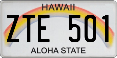 HI license plate ZTE501