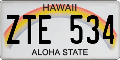 HI license plate ZTE534