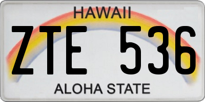 HI license plate ZTE536