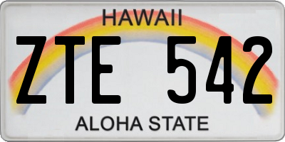 HI license plate ZTE542