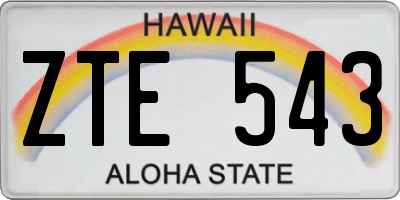 HI license plate ZTE543