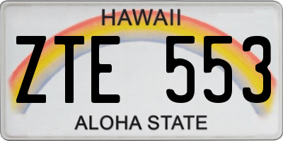 HI license plate ZTE553