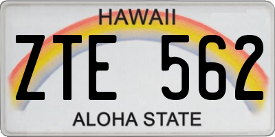 HI license plate ZTE562