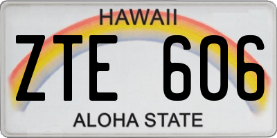 HI license plate ZTE606
