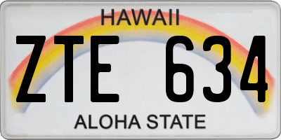 HI license plate ZTE634