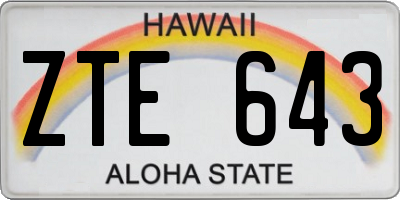 HI license plate ZTE643