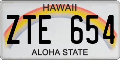 HI license plate ZTE654