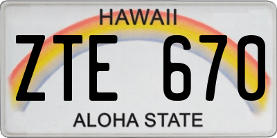 HI license plate ZTE670