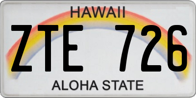 HI license plate ZTE726
