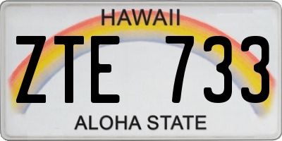 HI license plate ZTE733