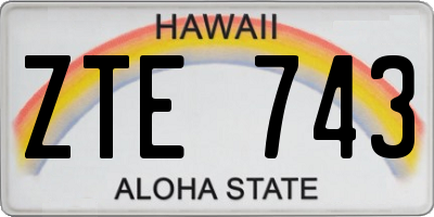 HI license plate ZTE743