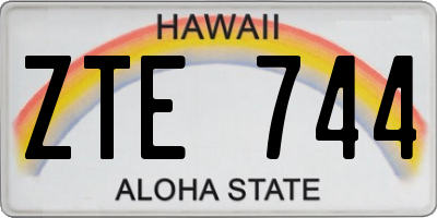 HI license plate ZTE744