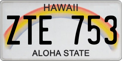 HI license plate ZTE753
