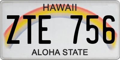 HI license plate ZTE756