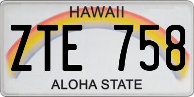 HI license plate ZTE758