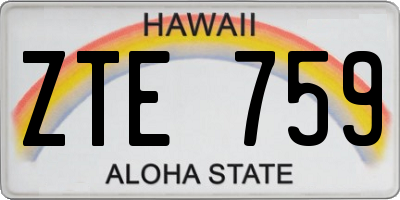 HI license plate ZTE759