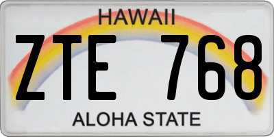 HI license plate ZTE768