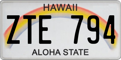 HI license plate ZTE794