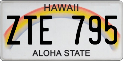 HI license plate ZTE795