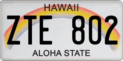 HI license plate ZTE802