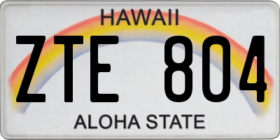 HI license plate ZTE804