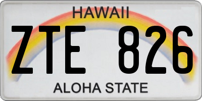 HI license plate ZTE826