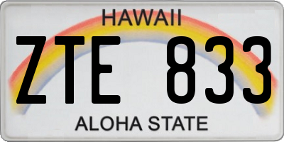 HI license plate ZTE833