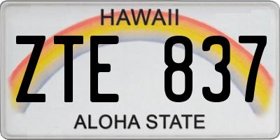 HI license plate ZTE837