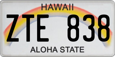 HI license plate ZTE838
