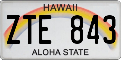 HI license plate ZTE843