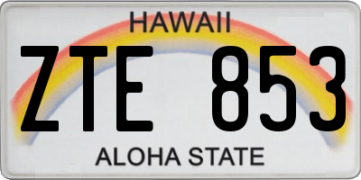 HI license plate ZTE853