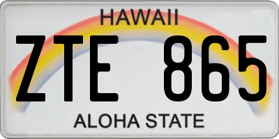 HI license plate ZTE865