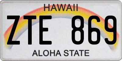 HI license plate ZTE869