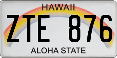 HI license plate ZTE876