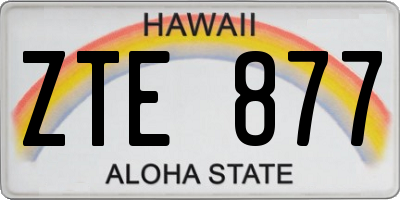 HI license plate ZTE877