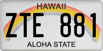 HI license plate ZTE881