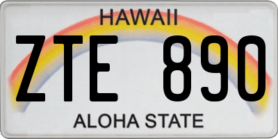 HI license plate ZTE890