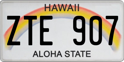 HI license plate ZTE907